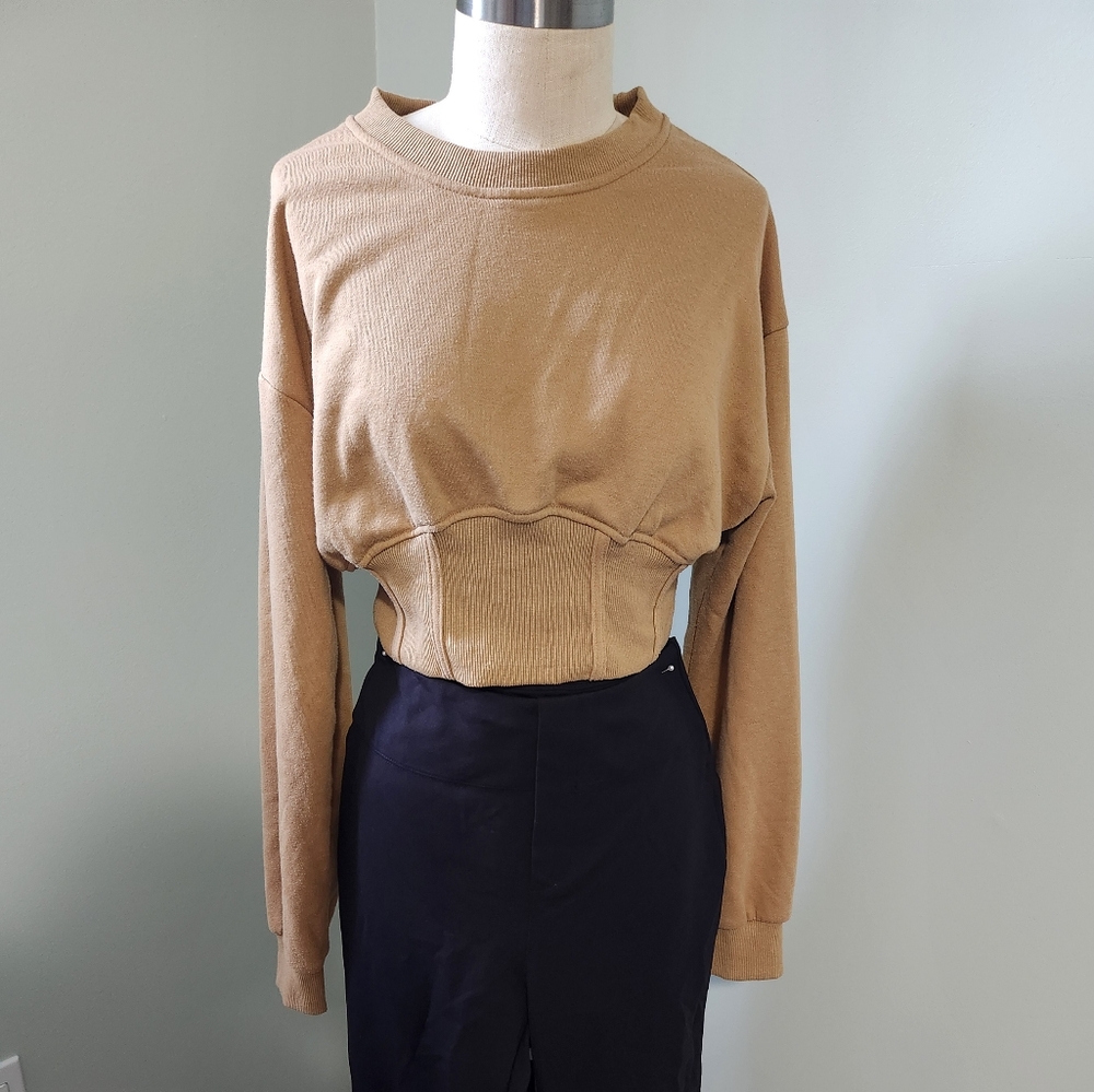 Tan Women's Crop Sweatshirt